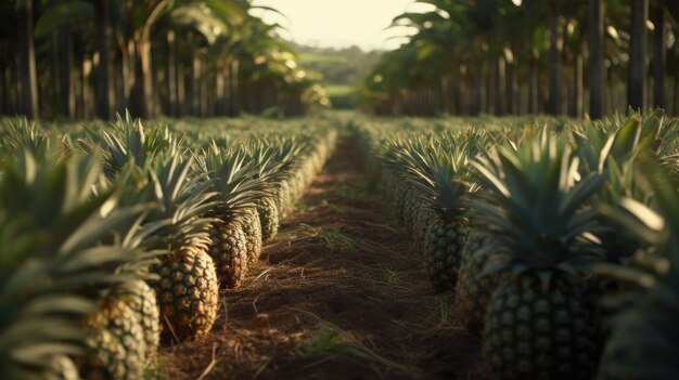 Foto ilustración de los jardines de piñas en hawai