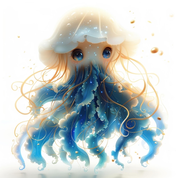 Ilustración de jellyfish de dibujos animados divertidos para niños Libro IA generativa