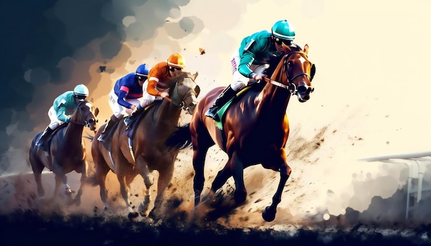 Ilustración de jockey de carrera de caballos