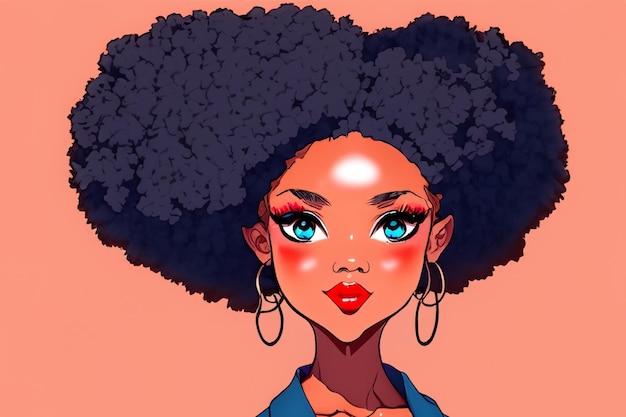 Ilustración de una joven adolescente negra para el diseño de redes sociales Encabezado web de una adolescente para redes sociales Chica avatar para una red social Cara de niña de primer plano Retrato de dibujo de anime adolescente adolescente