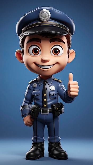 Ilustración de un joven policía animado de Junior Guardian