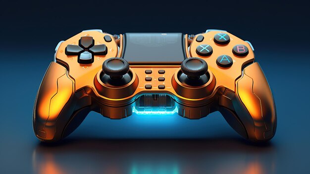 Ilustración de joystick de gamepad de controlador de juegos Cyberpunk Una representación 3d profesional utiliza una IA generativa de alta calidad