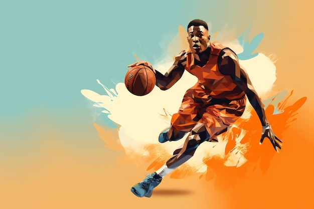 Foto ilustración de un jugador de baloncesto con espacio vacío