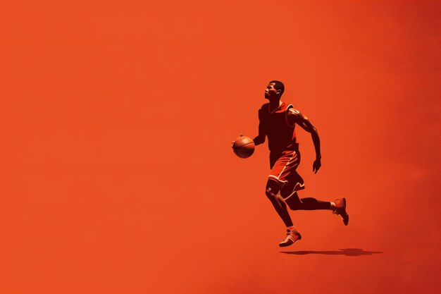 Foto ilustración de un jugador de baloncesto con espacio vacío