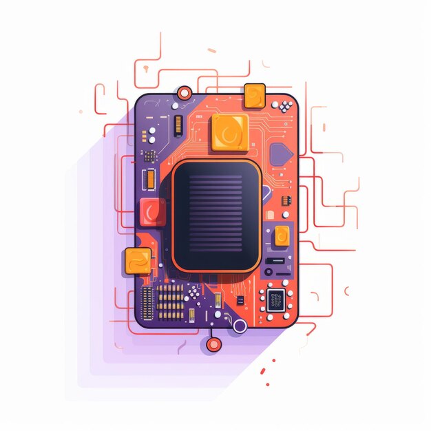 Ilustración de la junta electrónica futurista para el desarrollo de aplicaciones móviles