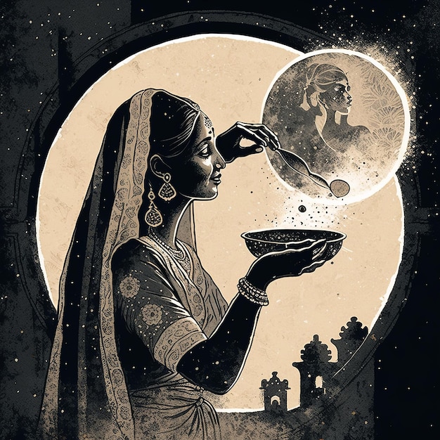 Ilustración de karva Chauth Generativo Ai