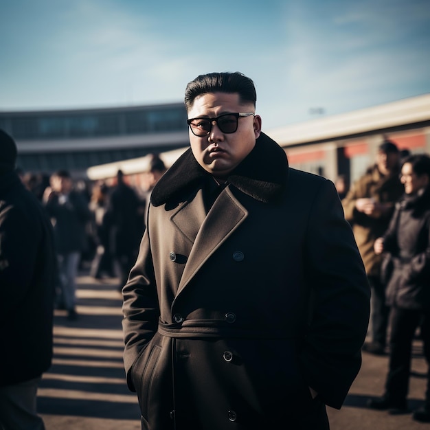 Foto ilustración de kim jong-un disparado desde el lado 60mm lente fov cinematográfico