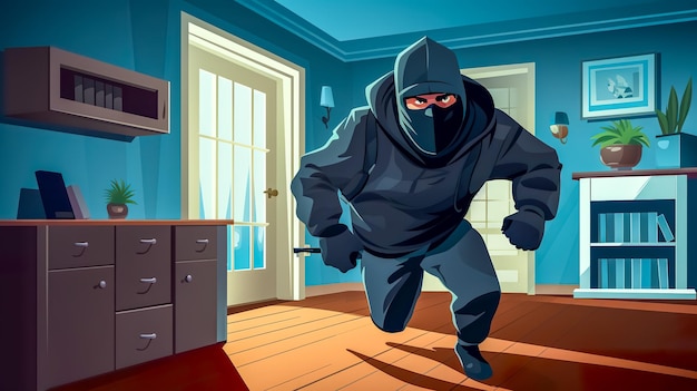 Foto ilustración de un ladrón colándose dentro de una casa