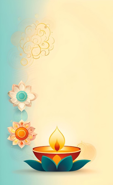 Ilustración de la lámpara de aceite de Diwali con espacio para copiar