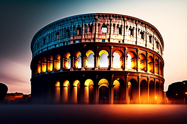 Foto ilustración larga exposición del coliseo roma italia