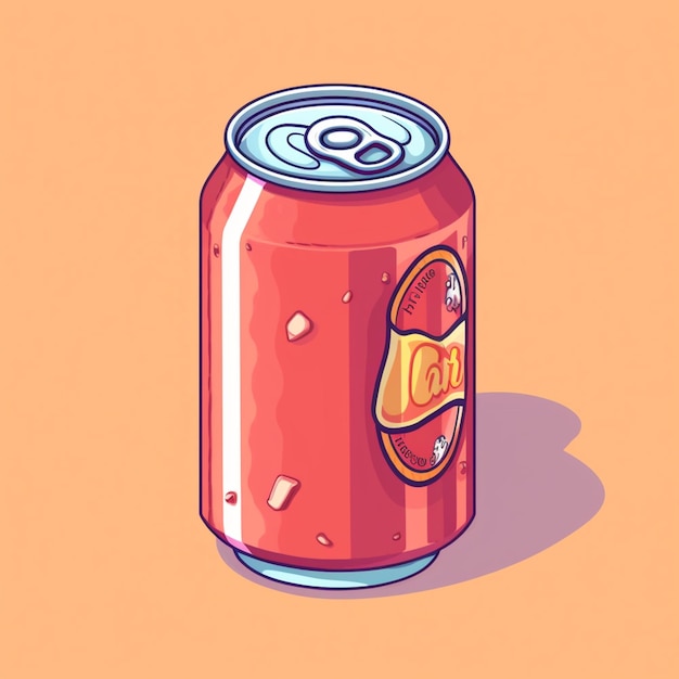 Ilustración de una lata de refresco con una etiqueta amarilla en él ai generativo