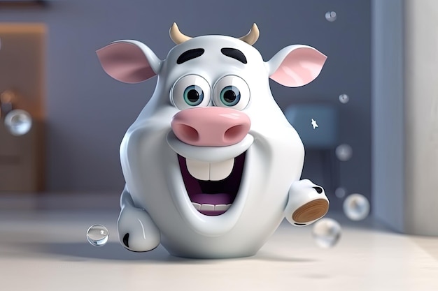 Ilustración de leche en forma de una alegre vaca blanca AI generativa
