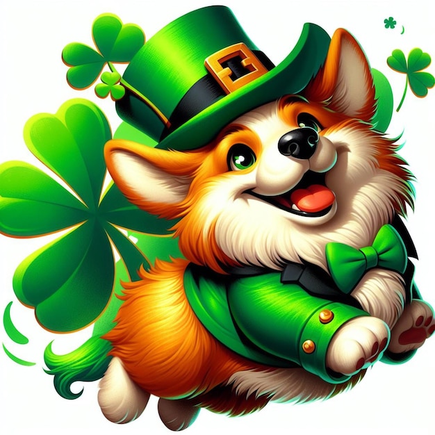 Ilustración de un leprechaun amistoso con una complexión rosada y un brillo travieso en sus ojos