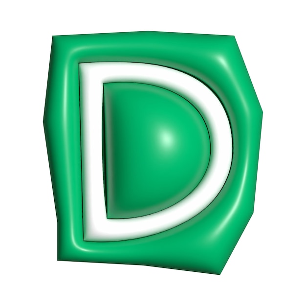 Ilustración de la letra D png en alfabetos 3D