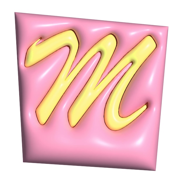 Ilustración de la letra M png en alfabetos 3D