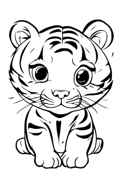 Foto ilustración para el libro de colorear del lindo bebé tigre