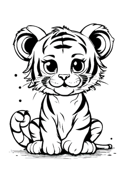 Ilustración para el libro de colorear del lindo bebé tigre