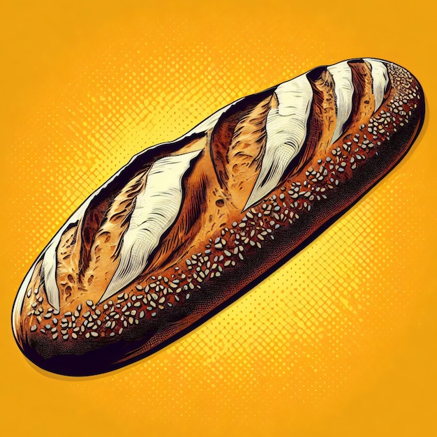 Ilustración limpia de un pan largo de masa fermentada