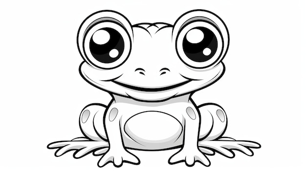 Foto ilustración de una linda y adorable rana realista con ojos grandes para un chi