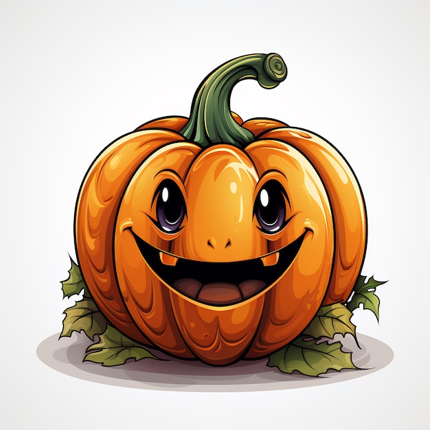 Ilustración de una linda calabaza de Halloween clipart fondo blanco colorido