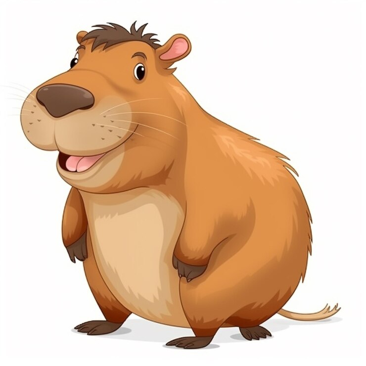 Foto ilustración de un lindo castor parado sobre sus patas traseras ai generativo