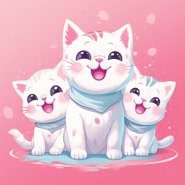 ilustración lindo feliz gatito gatos día internacional del gato