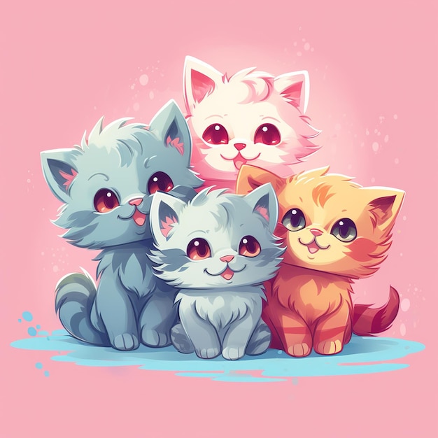 ilustración lindo feliz gatito gatos día internacional del gato