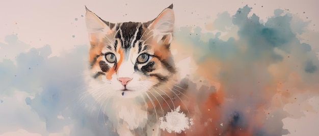 Ilustración de un lindo gato esponjoso IA generativa