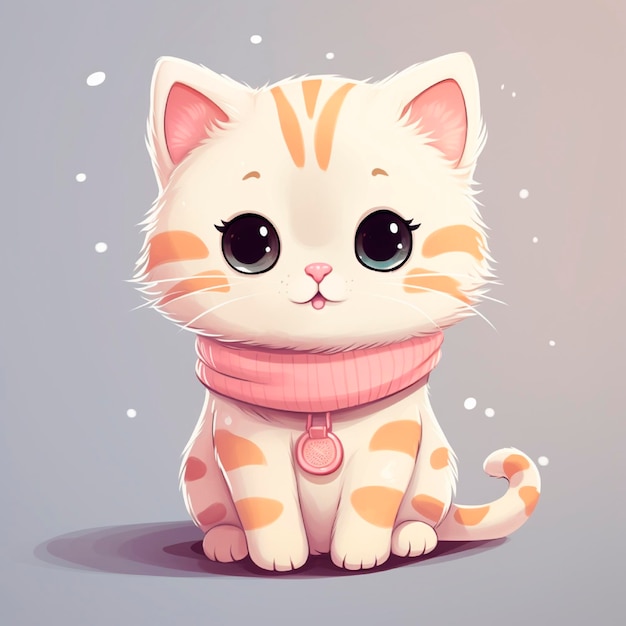 Ilustración de un lindo gato kawaii