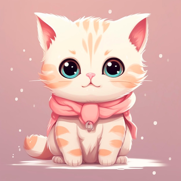 Ilustración de un lindo gato kawaii