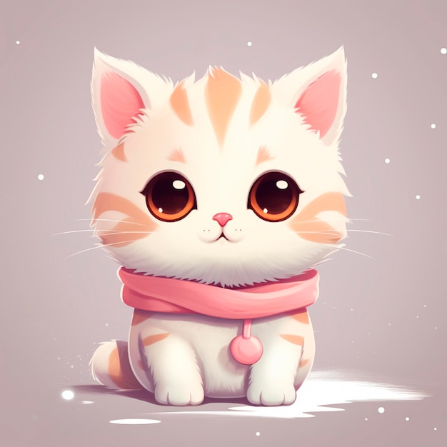 Ilustración de un lindo gato kawaii