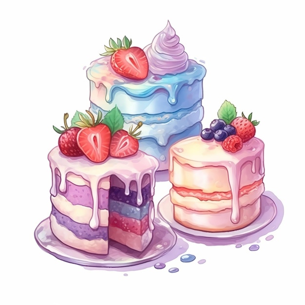 ilustración lindo juego de pastel y postre