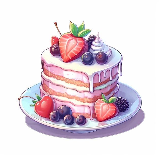 ilustración lindo juego de pastel y postre