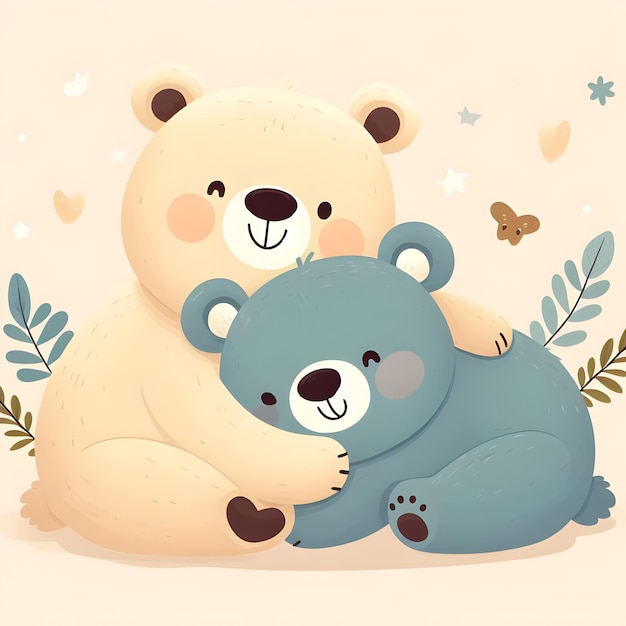 Foto ilustración de un lindo oso y un oso abrazándose