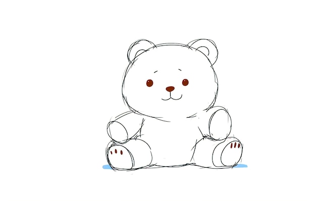 Ilustración de un lindo oso de peluche aislado en un fondo blanco Contorno de página para colorear