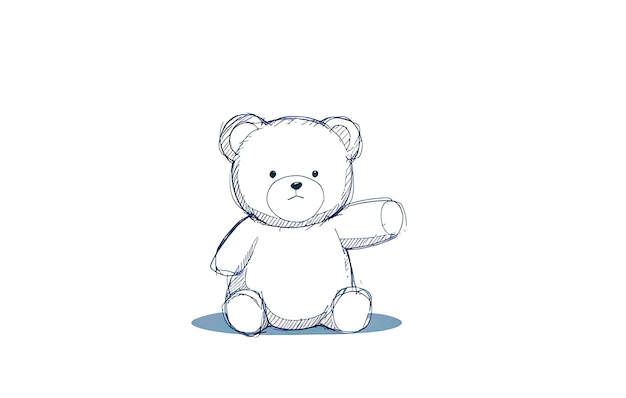 Ilustración de un lindo oso de peluche aislado en un fondo blanco Contorno de página para colorear