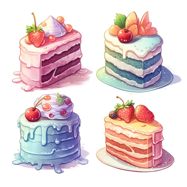 ilustración lindo pedazo de pastel conjunto