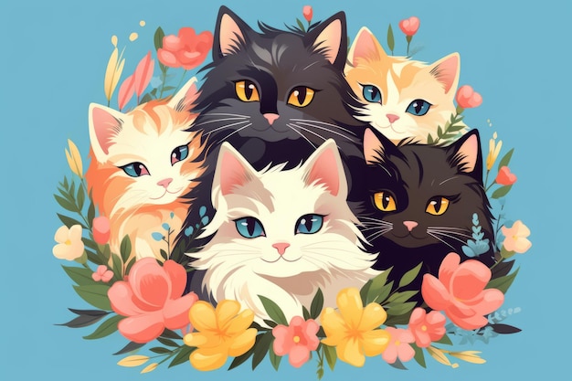 Foto ilustración de lindos gatos hermosos para el día internacional del gato ar 32 q 2 s 750