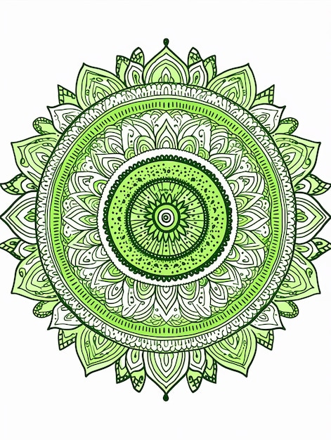 Ilustración de línea de arte del borde del mandala en verde