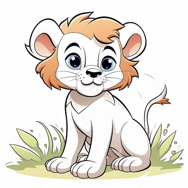 Foto ilustración de un lioncillo lindo en un fondo blanco generativo ai