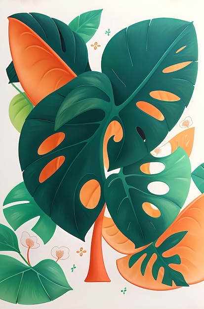 Una ilustración llena de una forma abstracta de monstera