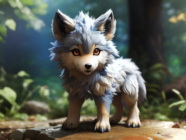 Ilustración de un lobo adorable y lindo