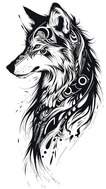 Foto ilustración del lobo tribal