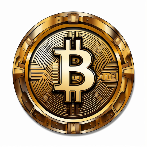 Ilustración del logotipo bitcoin fondo blanco hiperrealismo