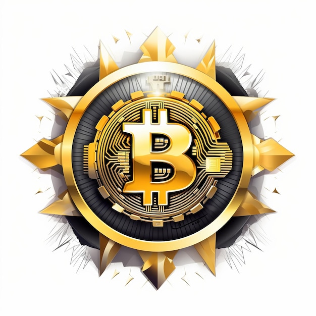 Ilustración del logotipo bitcoin fondo blanco hiperrealismo