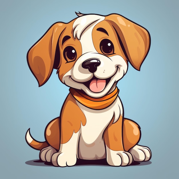 Ilustración de logotipo de cachorro de dibujos animados de vector plano en índigo y ámbar