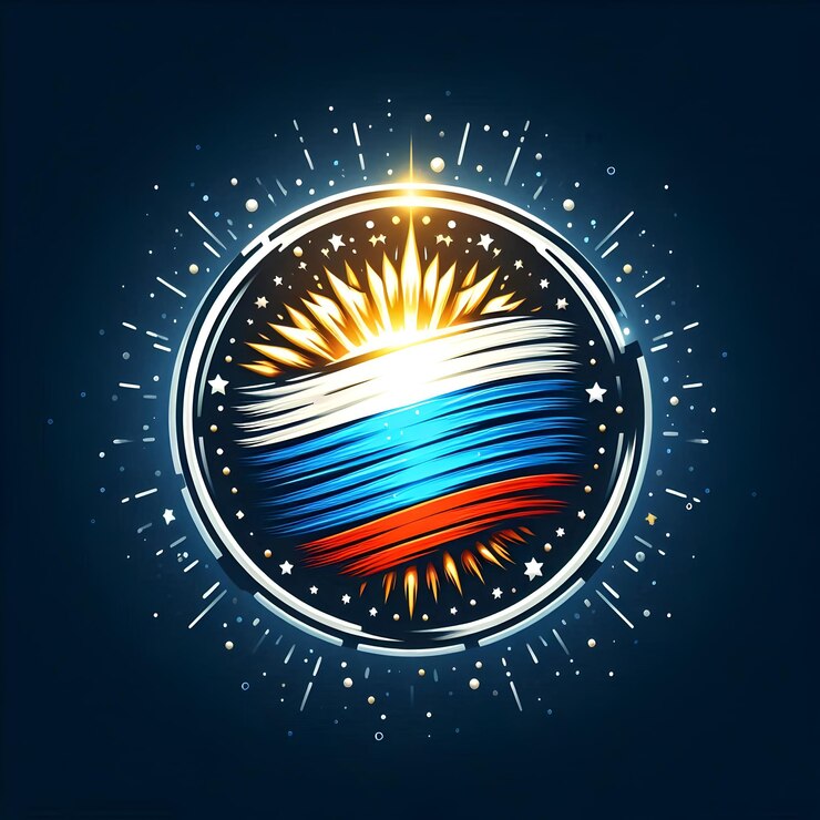 Foto ilustración del logotipo épico para rusia en fondo blanco