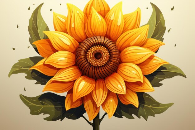 Ilustración del logotipo de la hermosa flor de un girasol