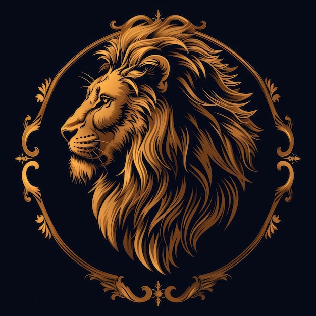 Ilustración del logotipo de un león Icono del emblema del león Impresión logotipográfica