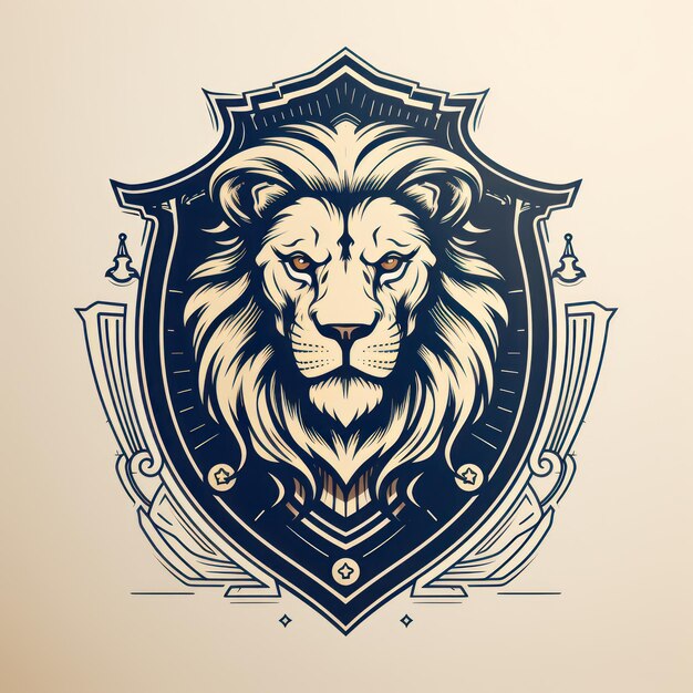 Ilustración del logotipo de un león Icono del emblema del león Impresión logotipográfica